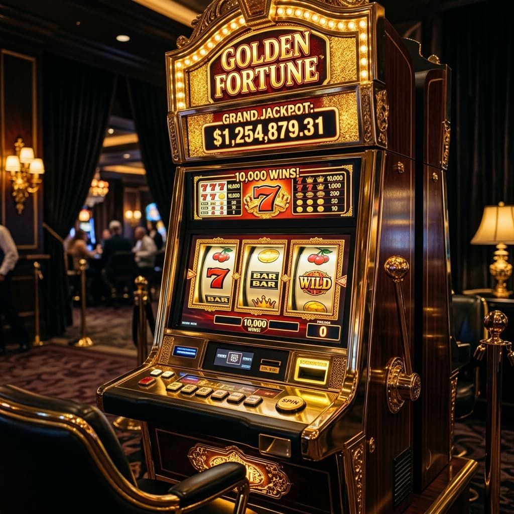 Slot machine with glowing symbols, representing casino bonus offers